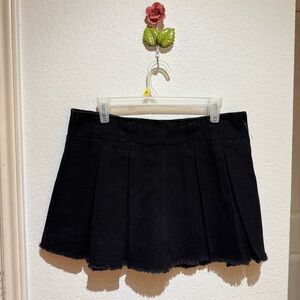 Black Skater Mini Skirt with Pleats